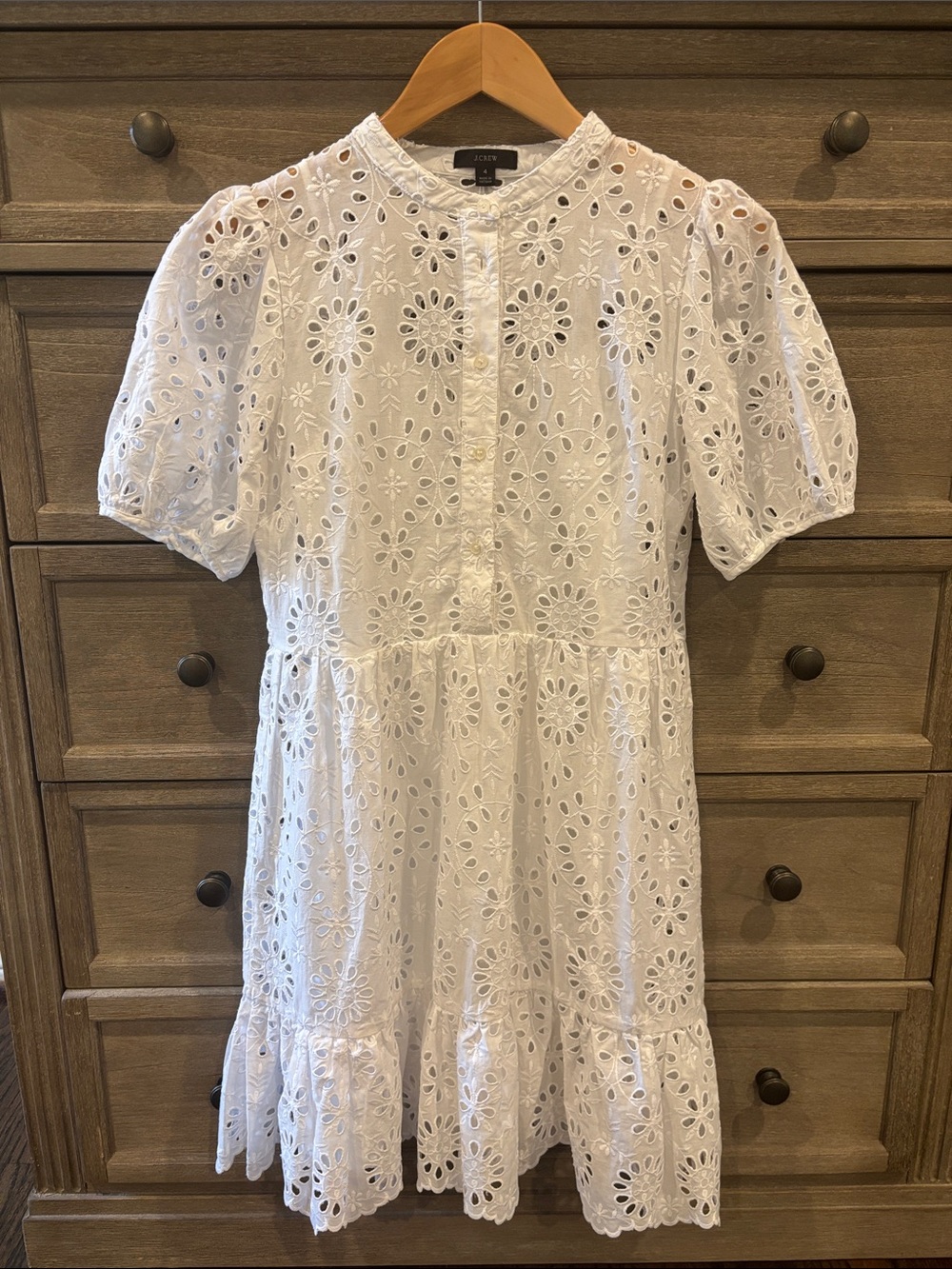J.Crew White Eyelet Puff-Sleeve Mini Dress